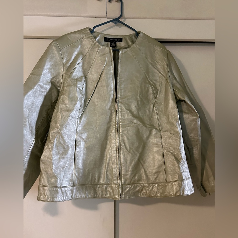 Dialogue Vintage Leather Metallic Shimmer Jacket sz 1X